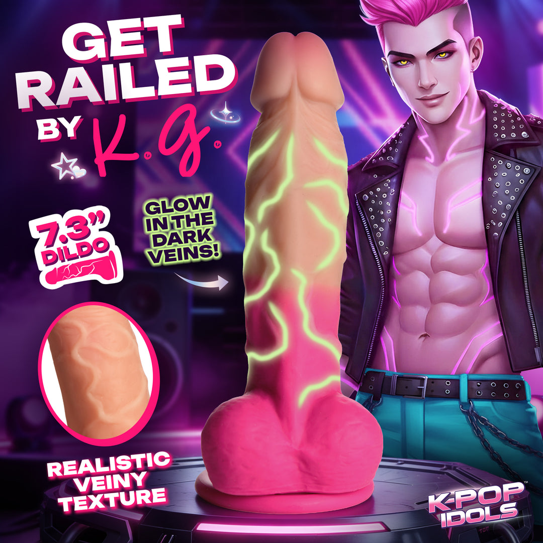 K-Pop Idols K.G. Glow Vein Silicone Dildo with Suction Cup