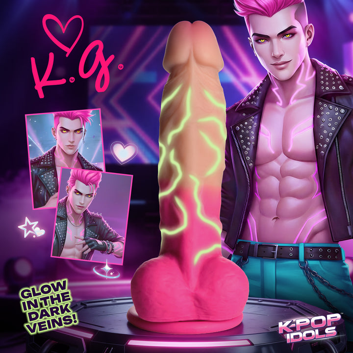 K-Pop Idols K.G. Glow Vein Silicone Dildo with Suction Cup