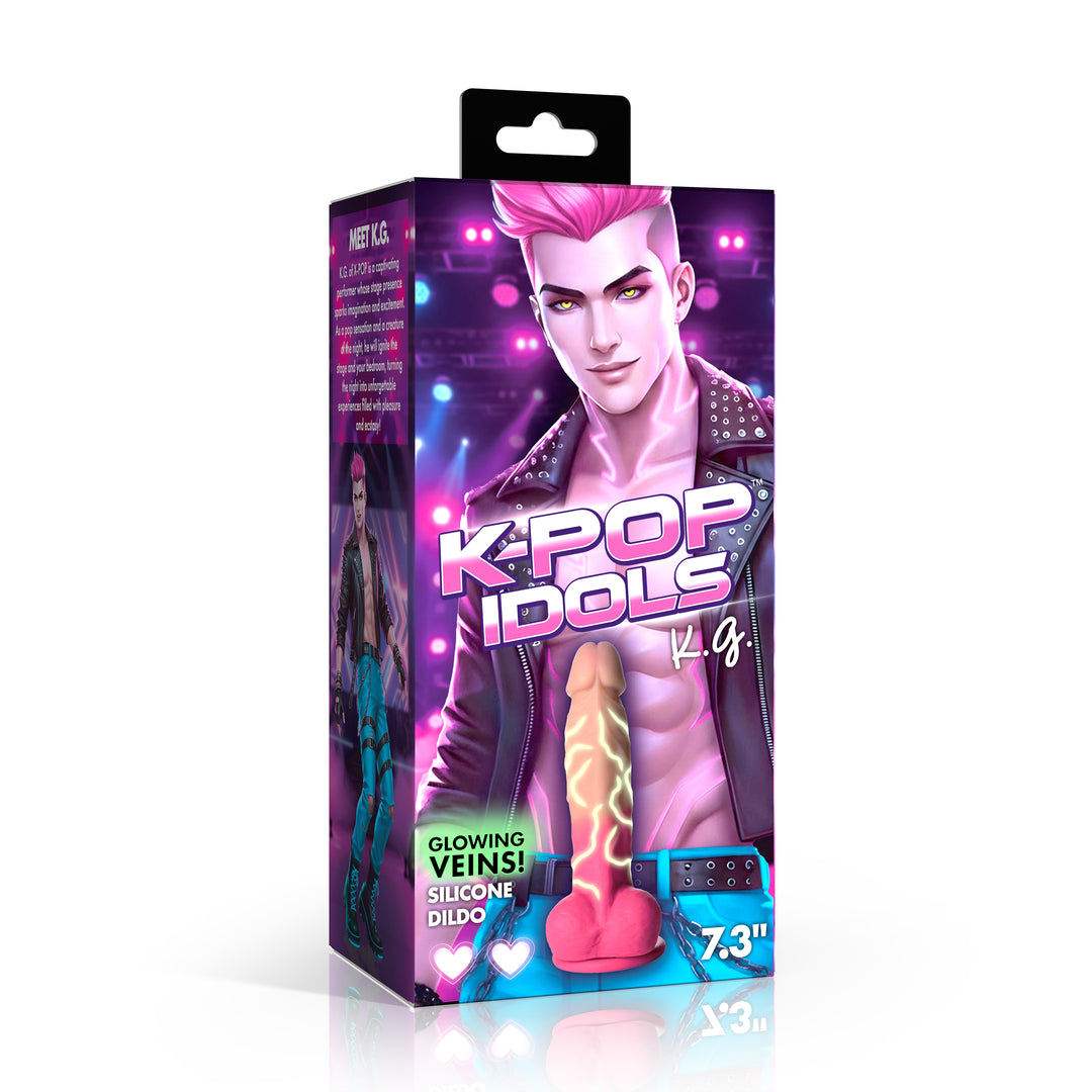 K-Pop Idols K.G. Glow Vein Silicone Dildo with Suction Cup