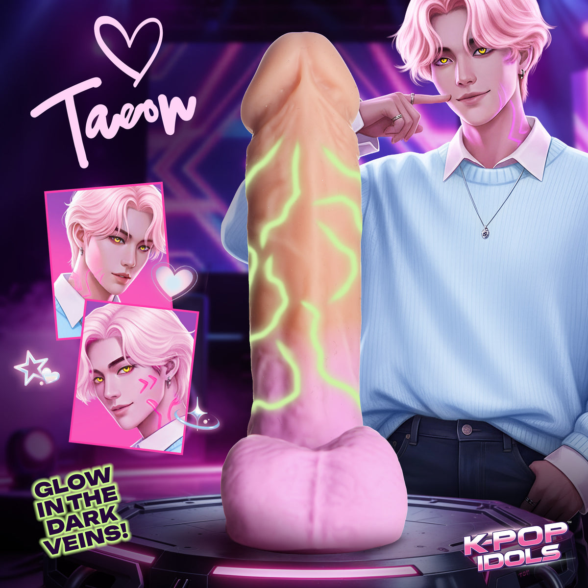 K-Pop Idols Taeon Silicone Dildo with Weighted Balls