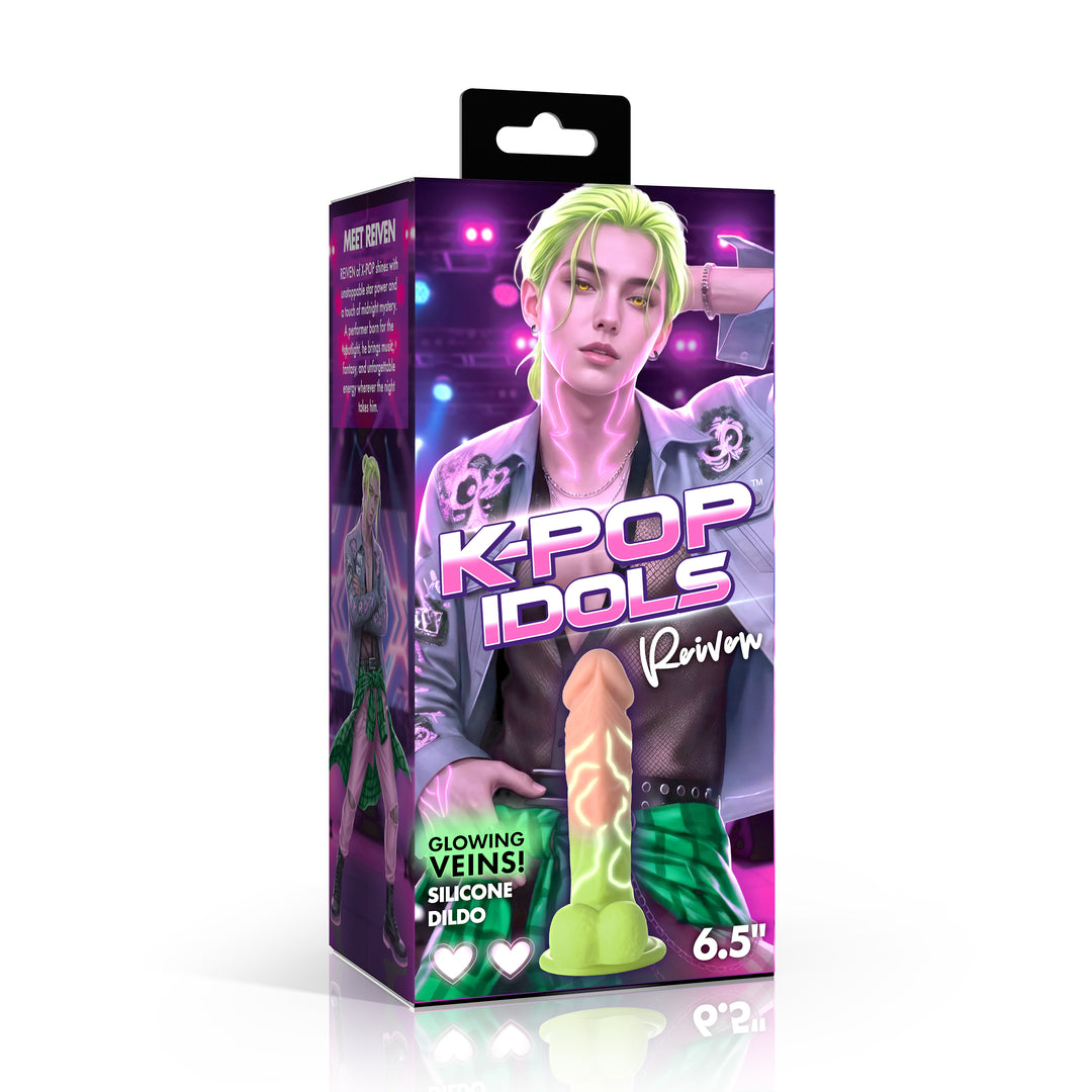 K-Pop Idols Reiven Silicone Dildo with Balls and Glow Arc