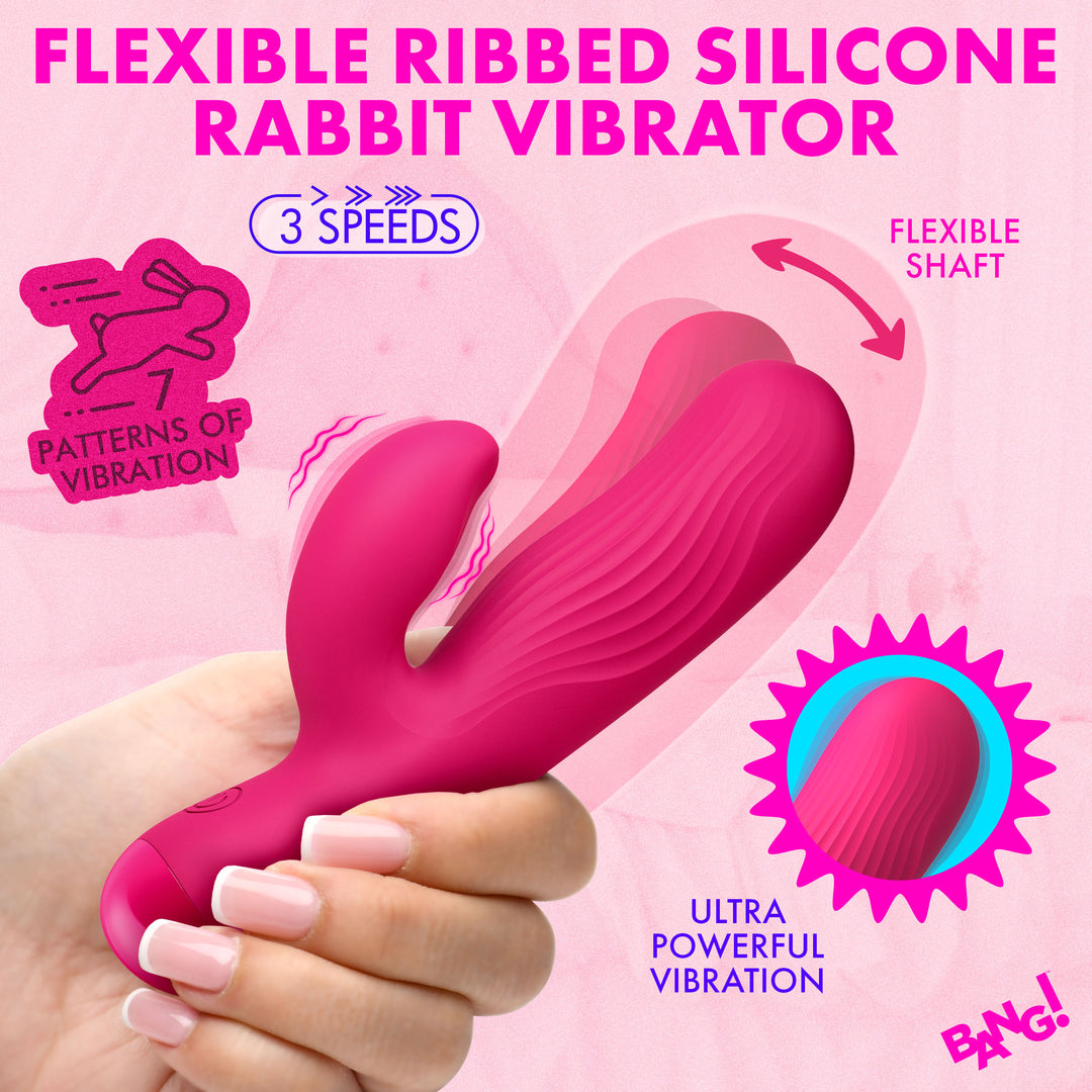 Bang! Flexible Ribbed Silicone Rabbit Vibrator