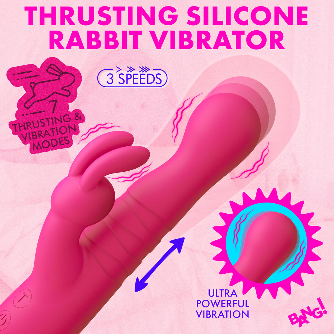 Bang! Thrusting G-Spot Rabbit Vibrator with Dual Motors in Pink