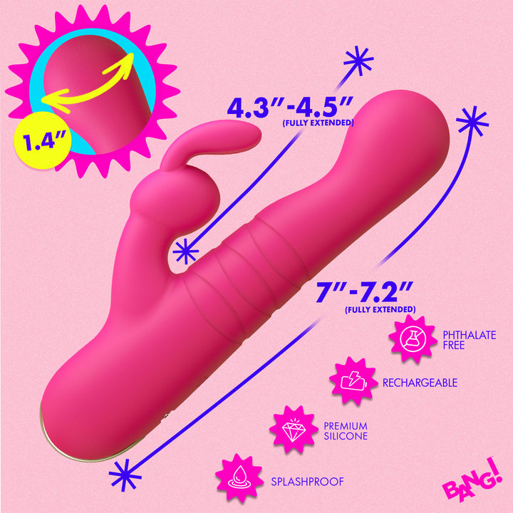 Bang! Thrusting G-Spot Rabbit Vibrator with Dual Motors in Pink