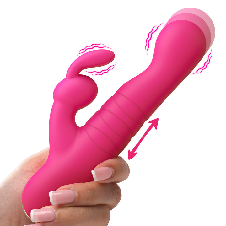Bang! Thrusting G-Spot Rabbit Vibrator with Dual Motors in Pink