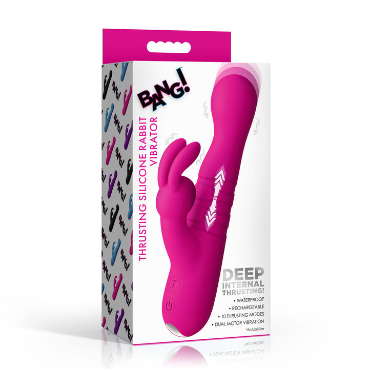 Bang! Thrusting G-Spot Rabbit Vibrator with Dual Motors in Pink