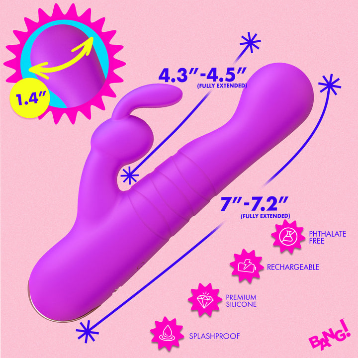Bang! Thrusting G-Spot Rabbit Vibrator with Dual Motors in Purple