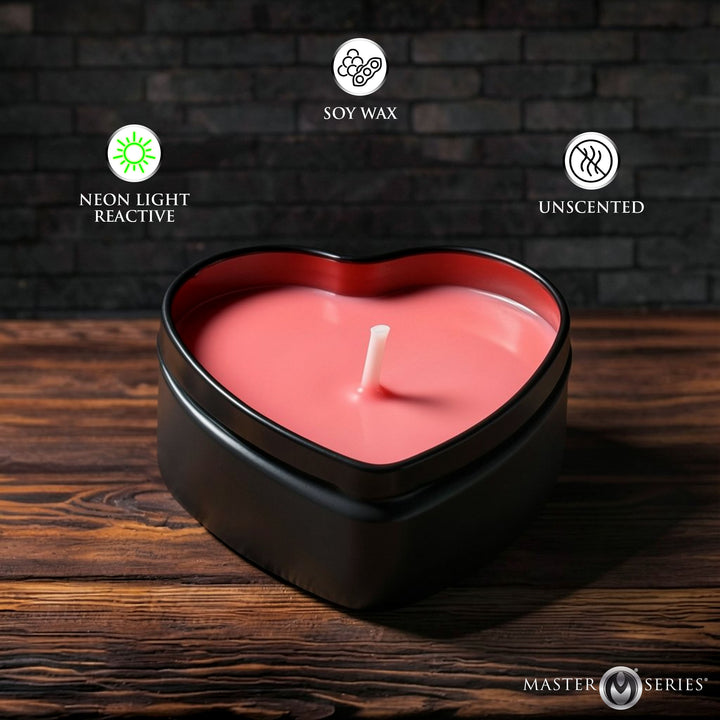 Master Series Burning Heart Blacklight Drip Candles, Set of 3
