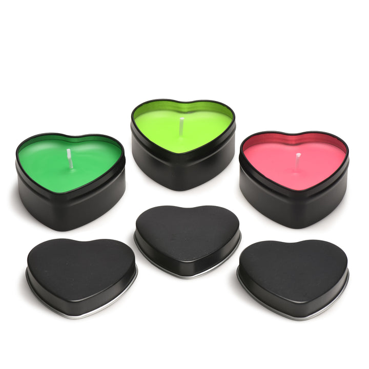 Master Series Burning Heart Blacklight Drip Candles, Set of 3
