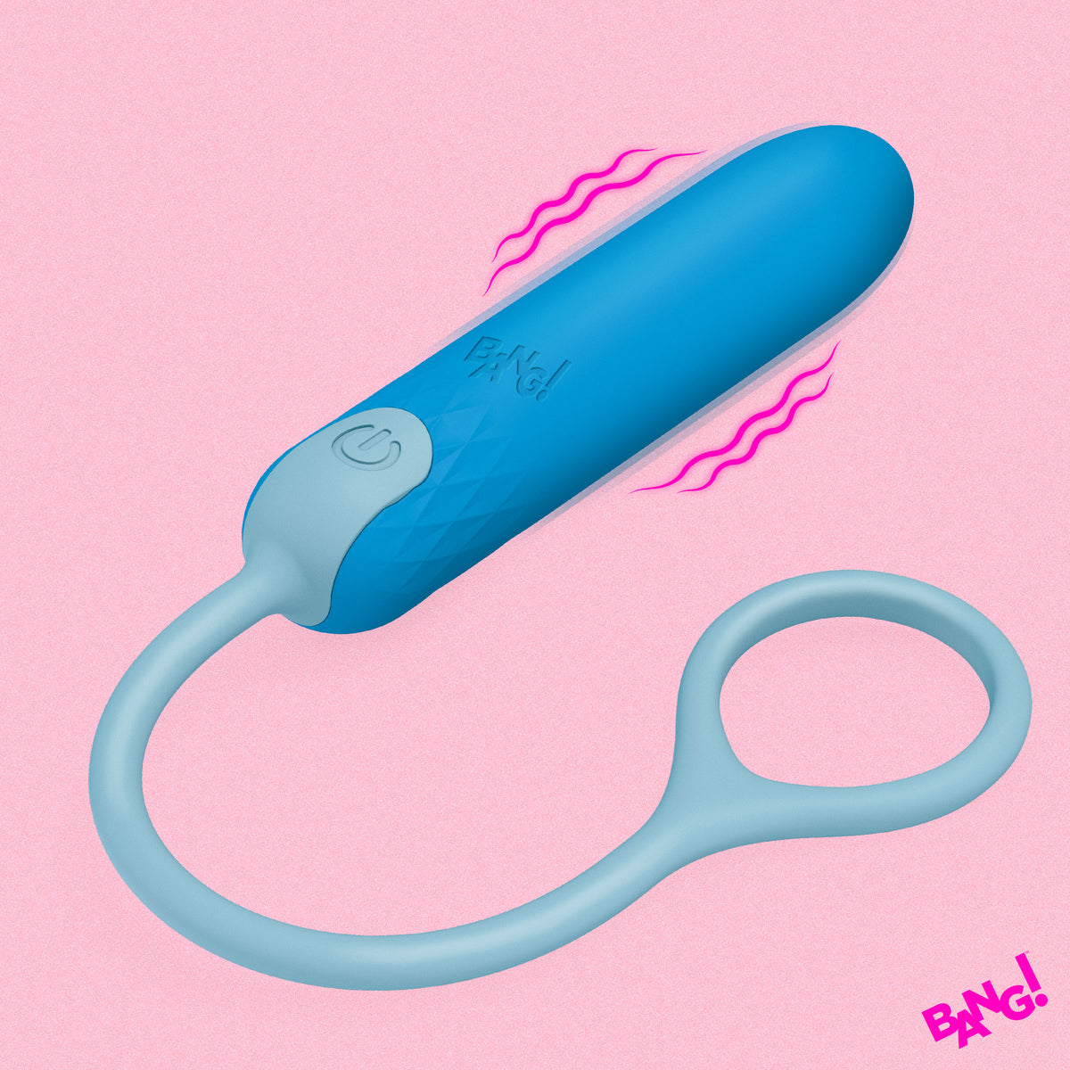 Bang! Silicone Bullet Vibrator with Retrieval Cord in Blue