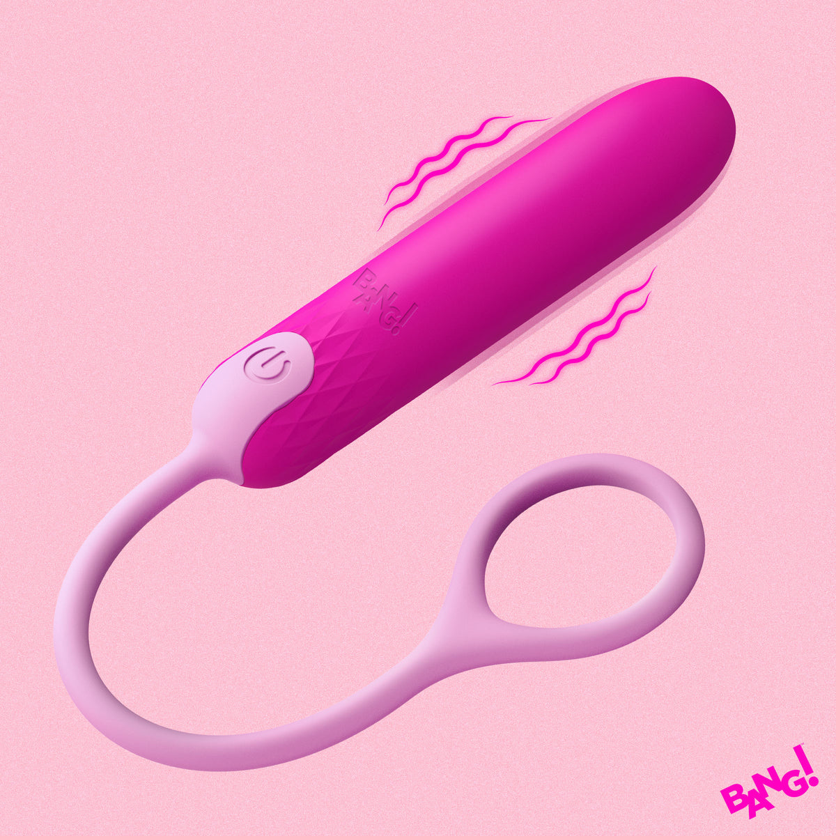 Bang! Silicone Bullet Vibrator with Retrieval Cord in Pink