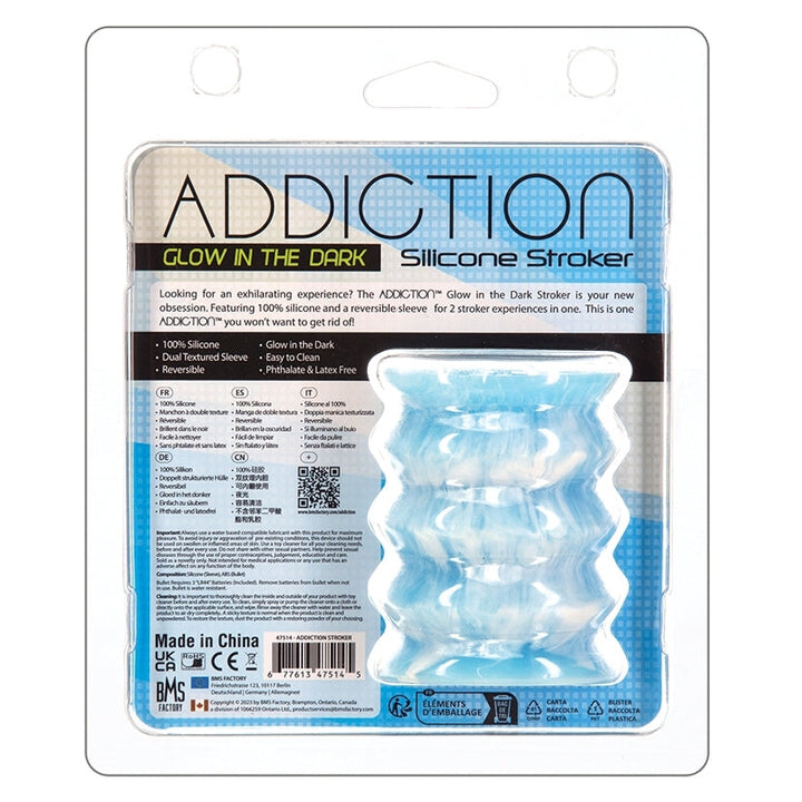 Bms Addiction Silicone Stroker Glow in the Dark-Blue