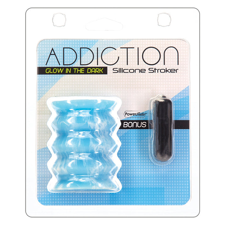 Bms Addiction Silicone Stroker Glow in the Dark-Blue