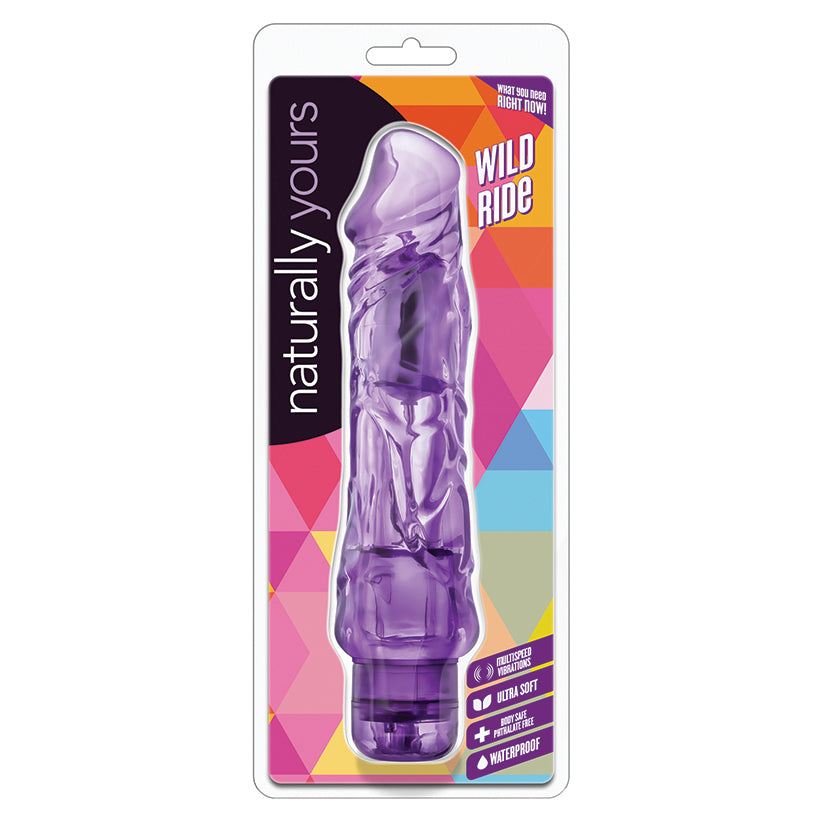 Naturally Yours Wild Ride Thick Veined Vibrator in Purple