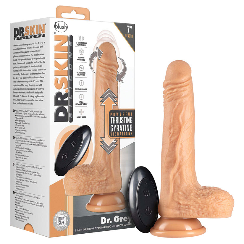 Dr. Skin Silicone Dr. Grey 7 Inch Thrusting Dildo with Remote