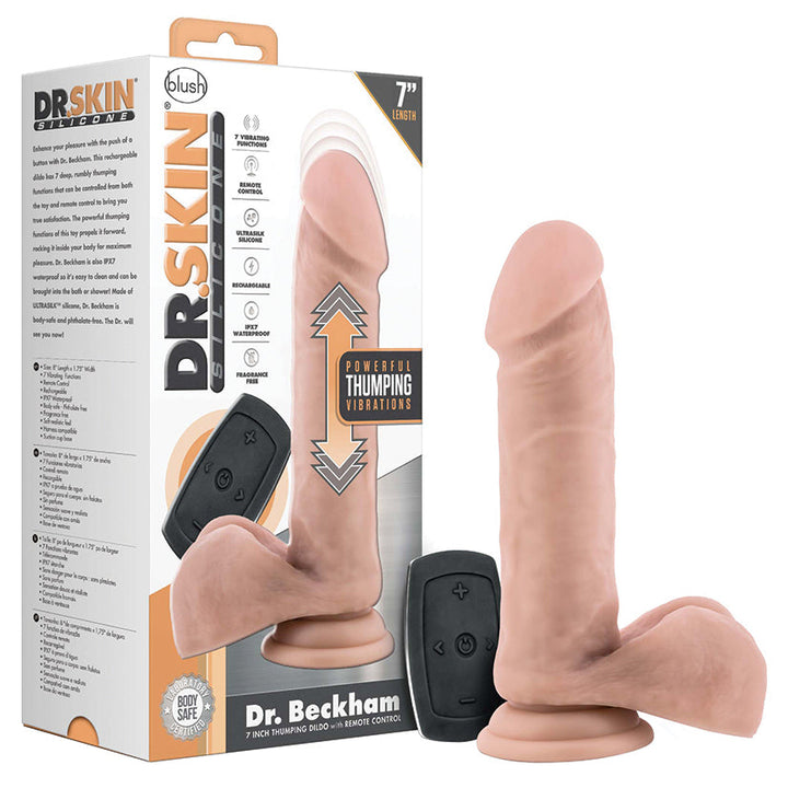 Dr. Skin Silicone Dr. Beckham 7 Inch Thumping Dildo with Remote