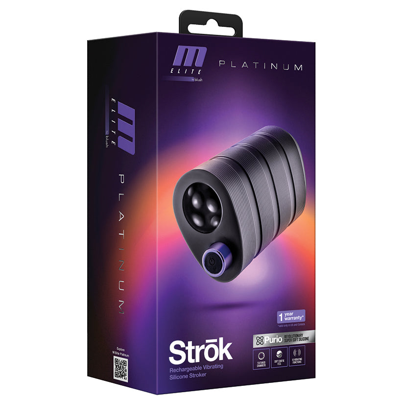 M Elite Platinum Strok Vibrating Silicone Stroker