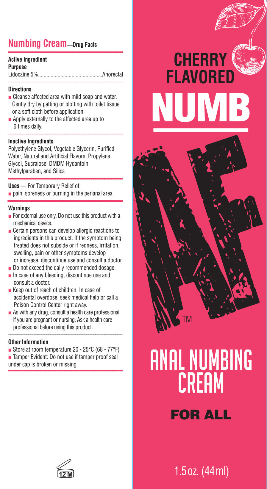 Numb AF Anal Desensitizing Gel Cherry