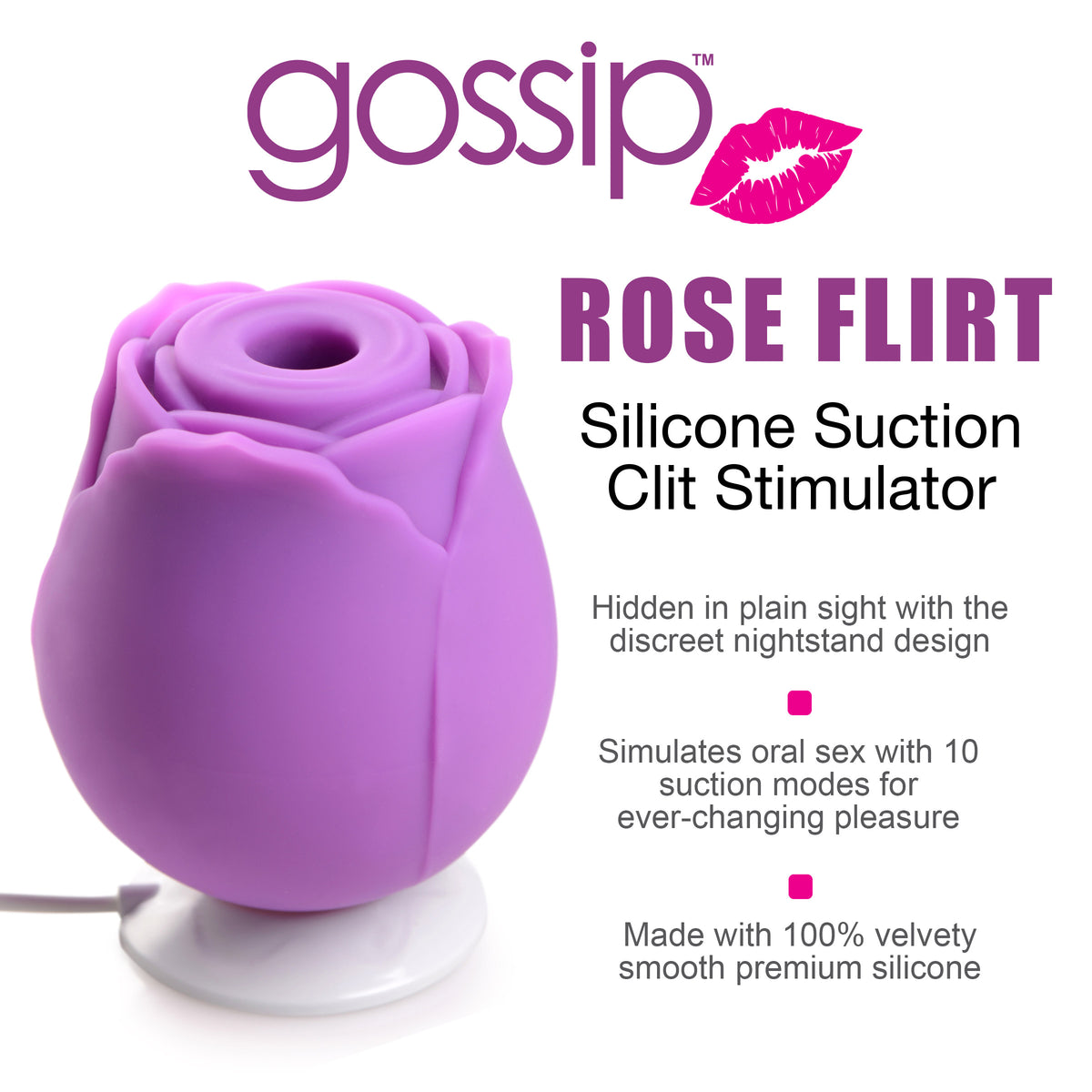 10X Rose Flirt Silicone Clitoral Suction Stimulator