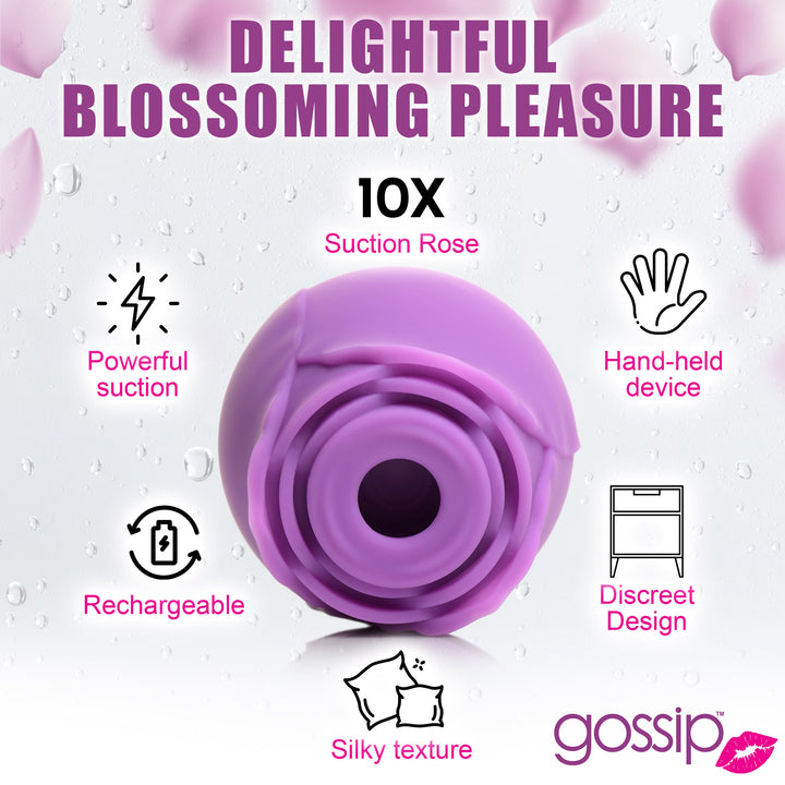 10X Rose Flirt Silicone Clitoral Suction Stimulator