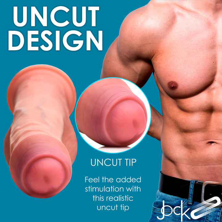 Jock 8.7 Inch Dual Density Uncut Dildo with Balls
