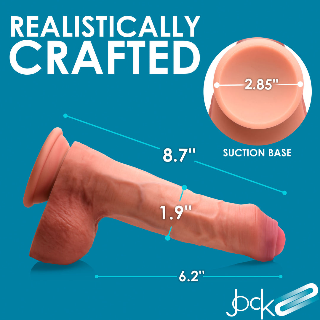 Jock 8.7 Inch Dual Density Uncut Dildo with Balls