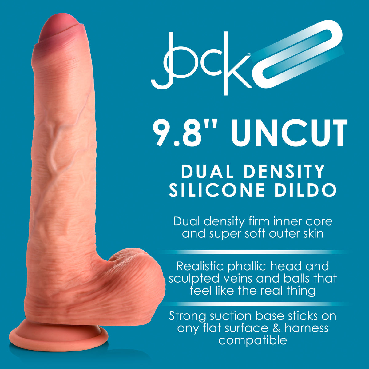 Jock 9.8 Inch Dual Density Uncut Dildo with Balls