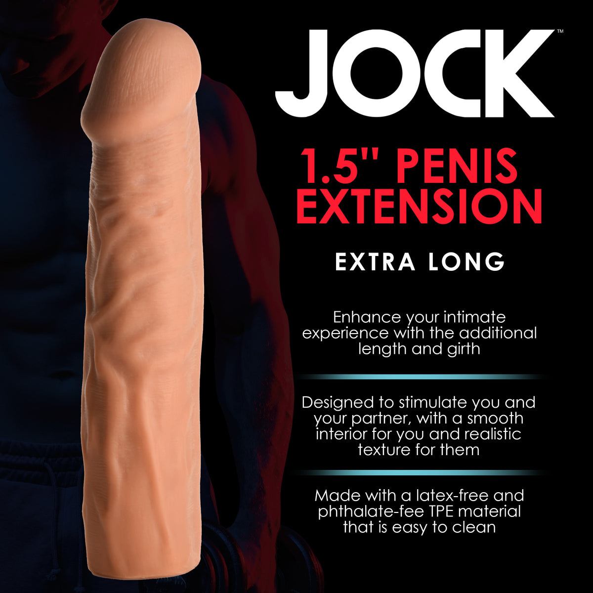 Jock Extra Long 1.5 Inch Penis Extension, Medium