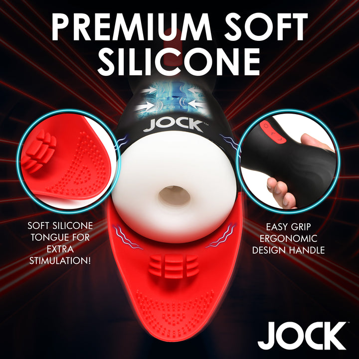 Jock Sucking and Vibrating Masturbator with Ball-Cupping Lip
