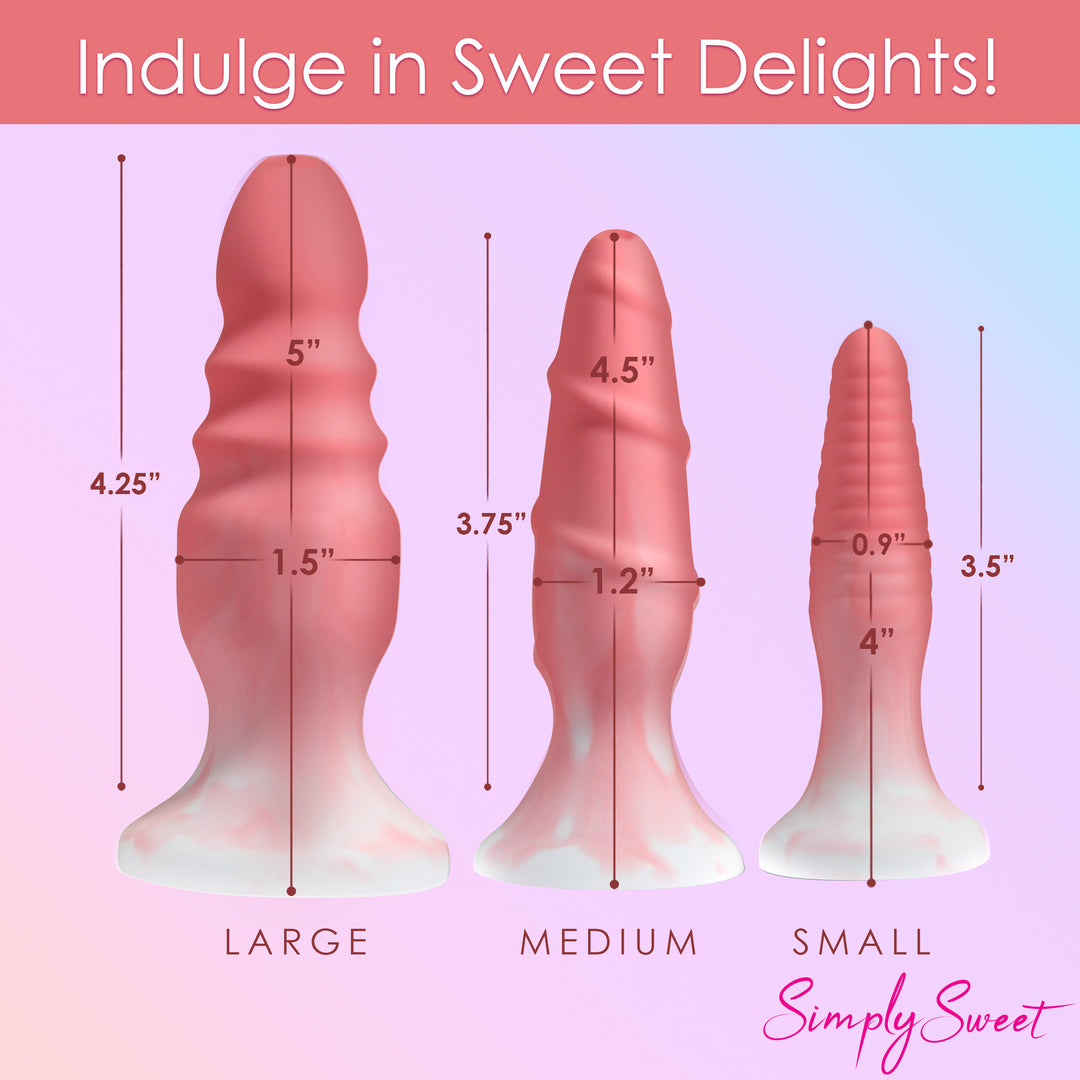 3 Piece Silicone Butt Plug Set in Pink