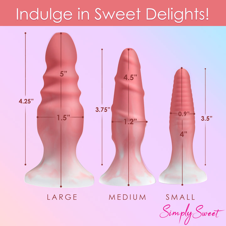 3 Piece Silicone Butt Plug Set in Pink
