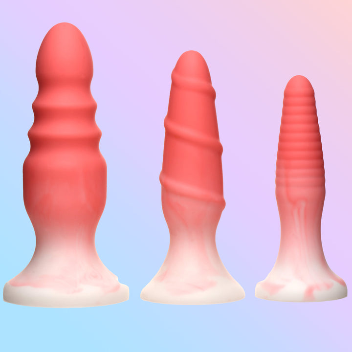 3 Piece Silicone Butt Plug Set in Pink