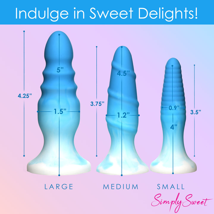 3 Piece Silicone Butt Plug Set in Blue