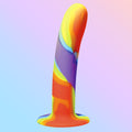 Rainbow Silicone Dildo with Suction Cup Base