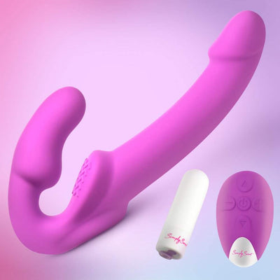 Vibrating Strapless Strap-On with Remote | Candy Crush Purple