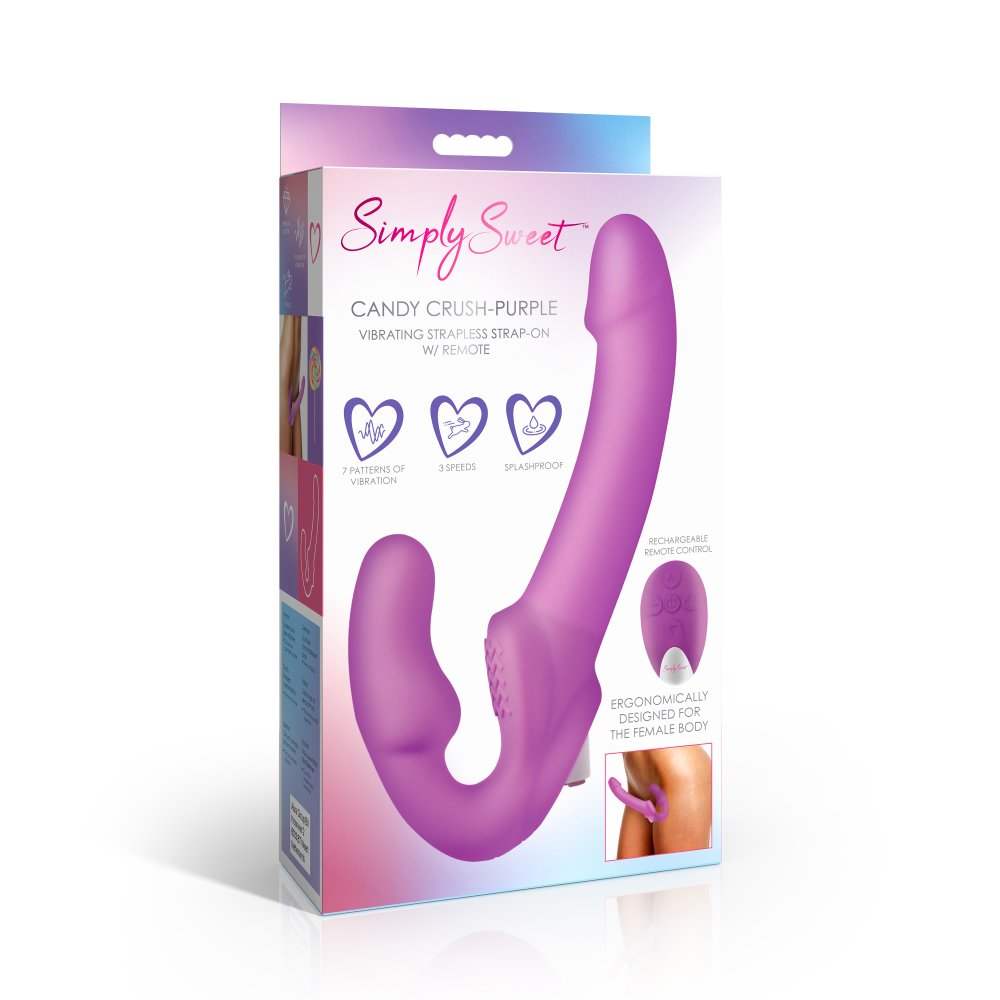Vibrating Strapless Strap-On with Remote Candy Crush Purple