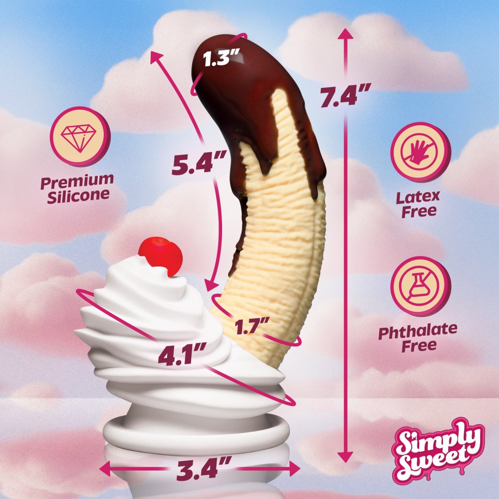 Chocolate Dipped 7.4 Inch Banana Split Premium Silicone Dildo