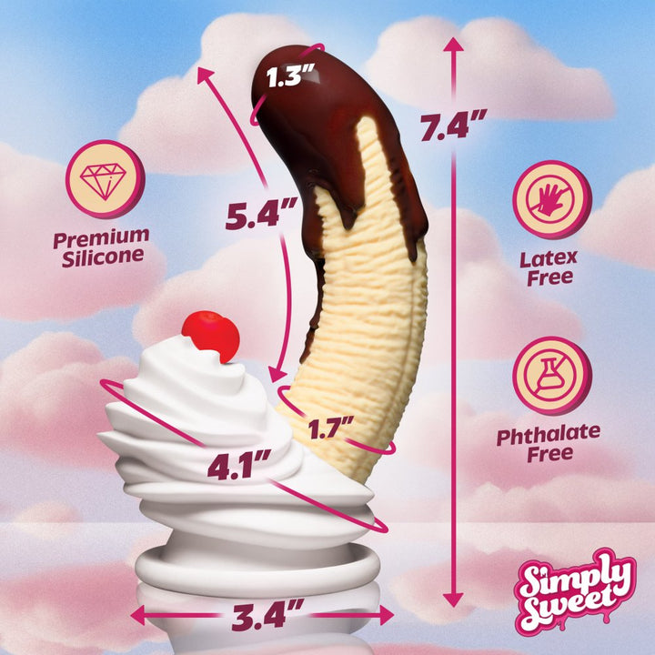 Chocolate Dipped 7.4 Inch Banana Split Premium Silicone Dildo