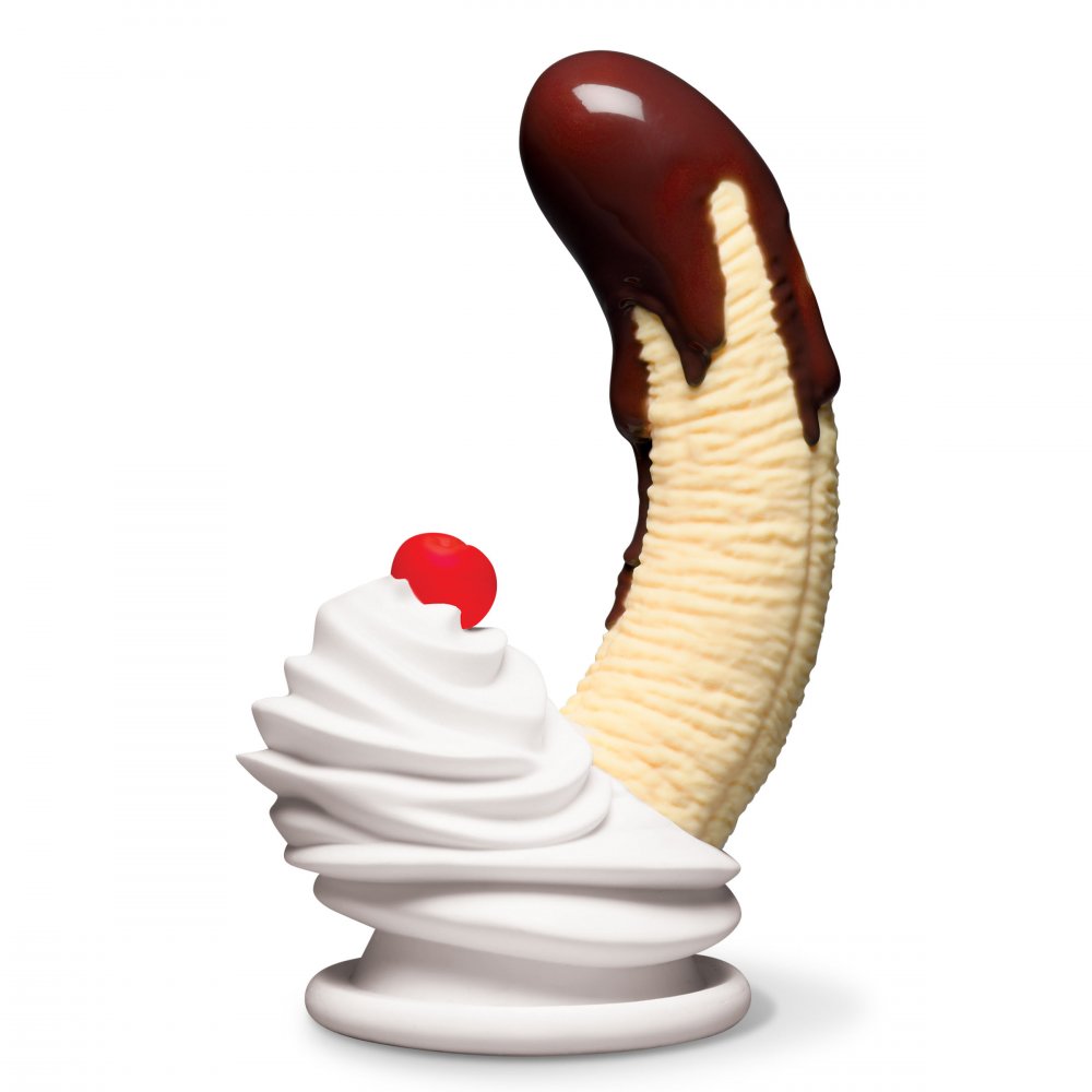 Chocolate Dipped 7.4 Inch Banana Split Premium Silicone Dildo