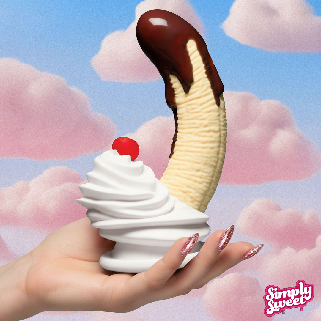 Chocolate Dipped 7.4 Inch Banana Split Premium Silicone Dildo
