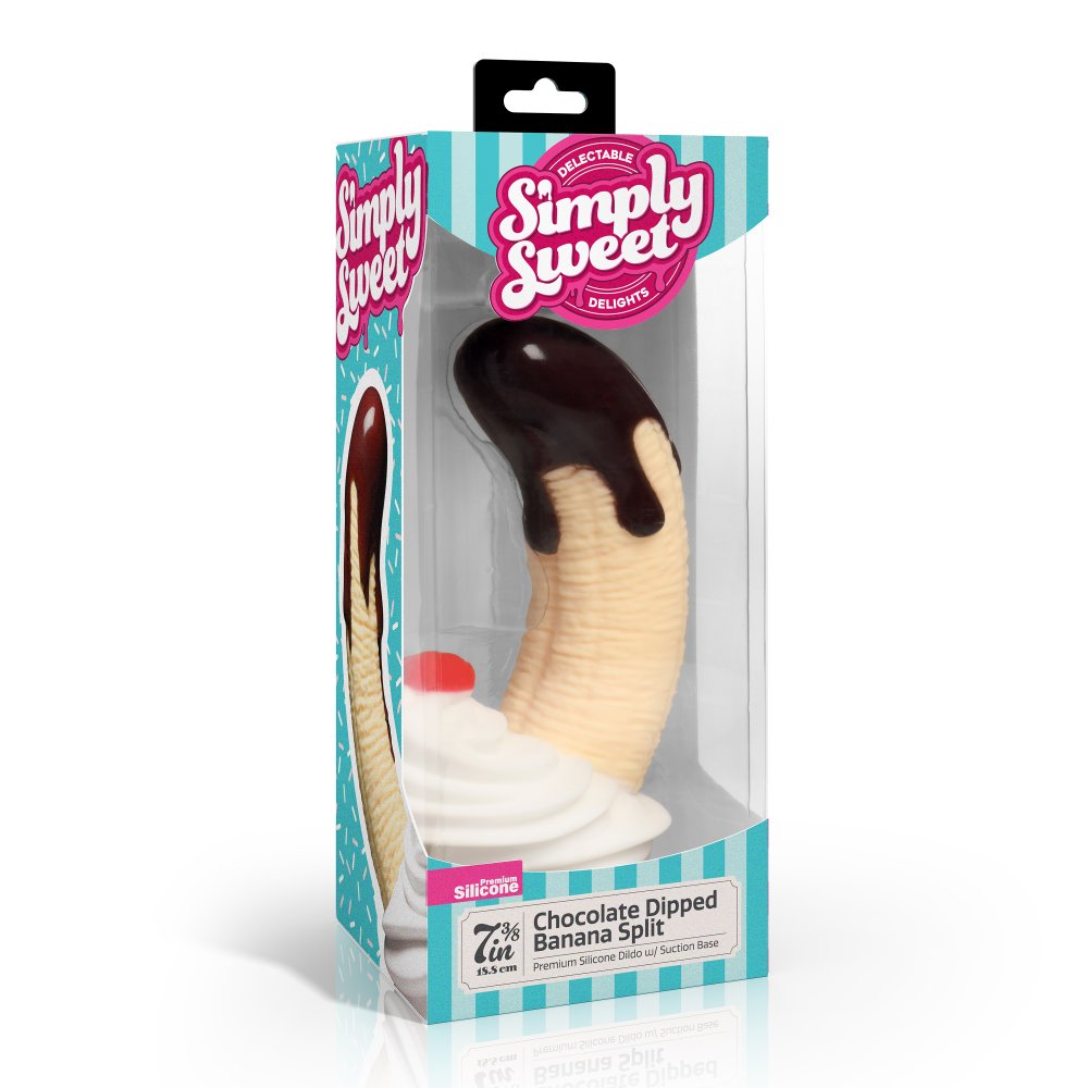 Chocolate Dipped 7.4 Inch Banana Split Premium Silicone Dildo