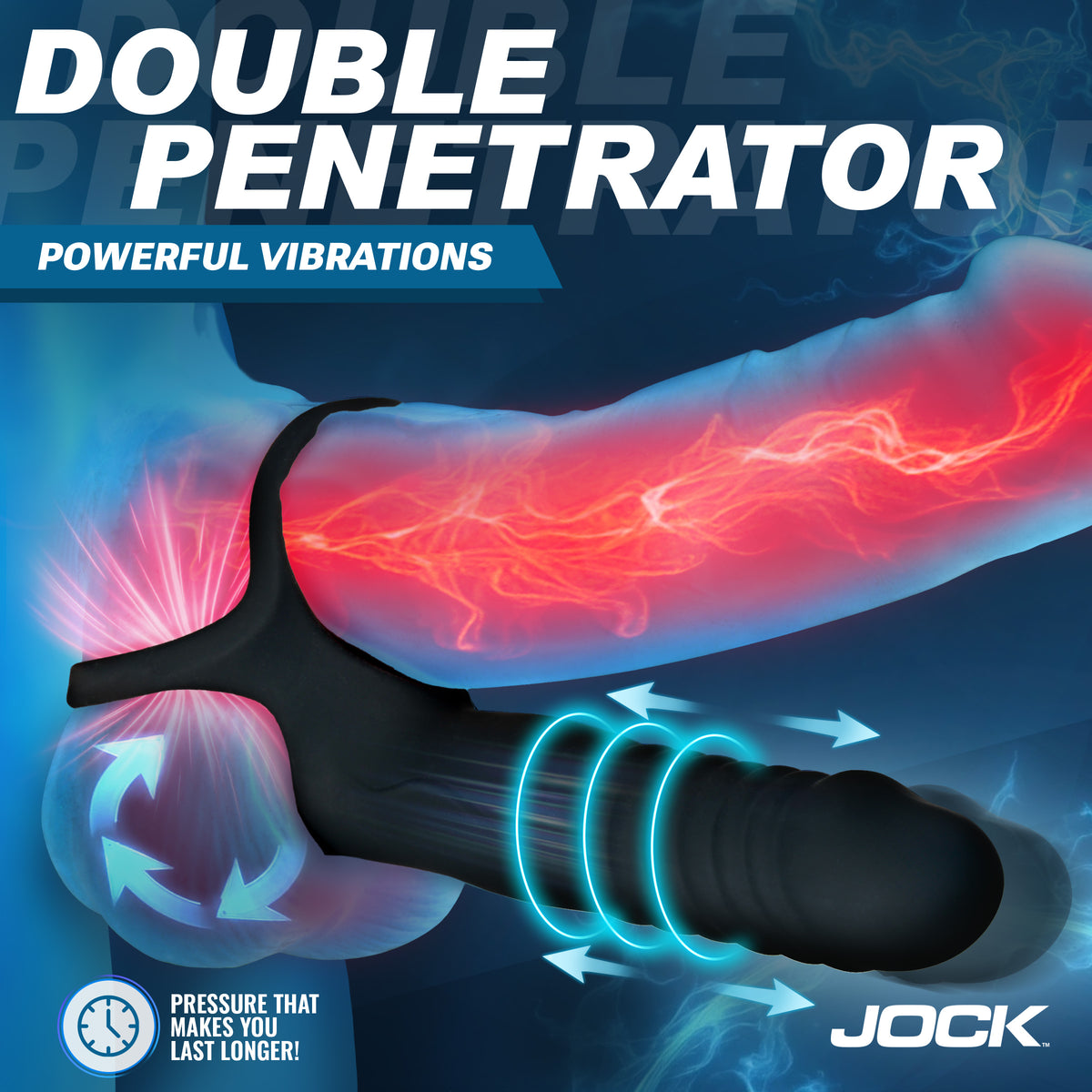 Double Thrust Thrusting and Vibrating DP Cock Ring with Remote