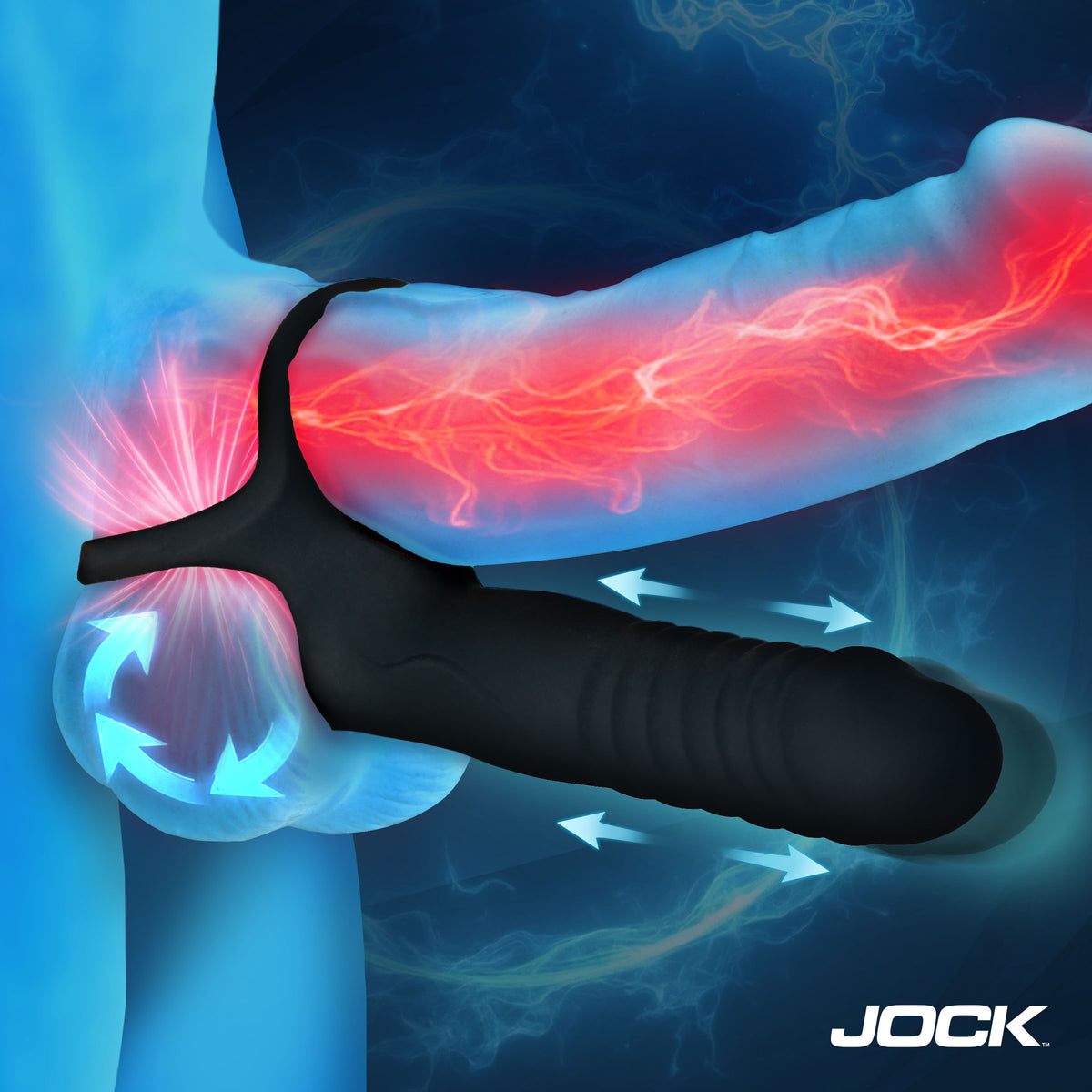 Double Thrust Thrusting and Vibrating DP Cock Ring with Remote