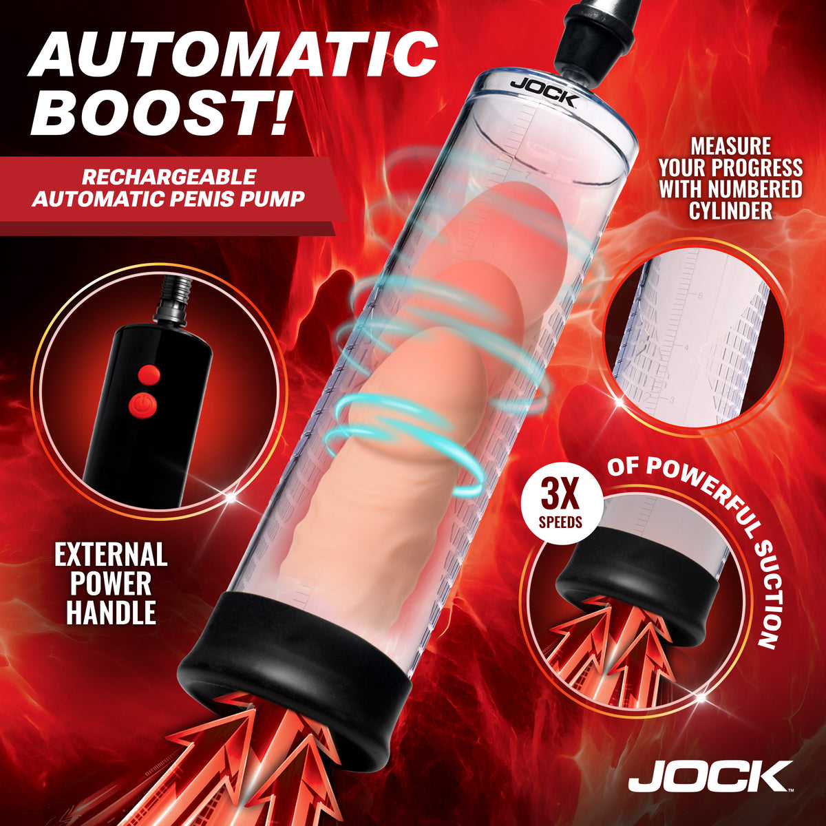 Jock Power Up Rechargeable Automatic Penis Pump