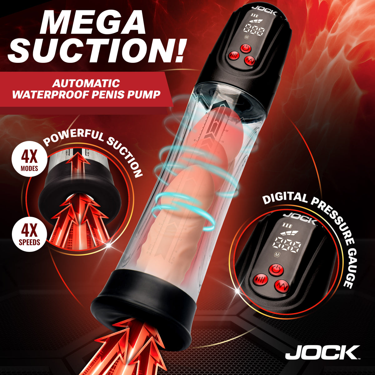 Jock Power Up Digital Automatic Waterproof Penis Pump