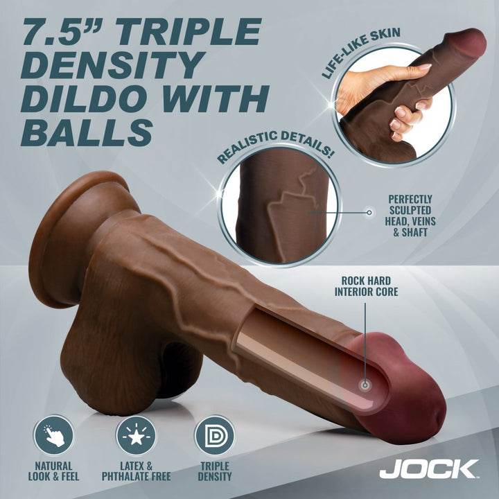 HardCore 7.5 Inch Triple Density Realistic Dildo w/ Suction Cup & Balls