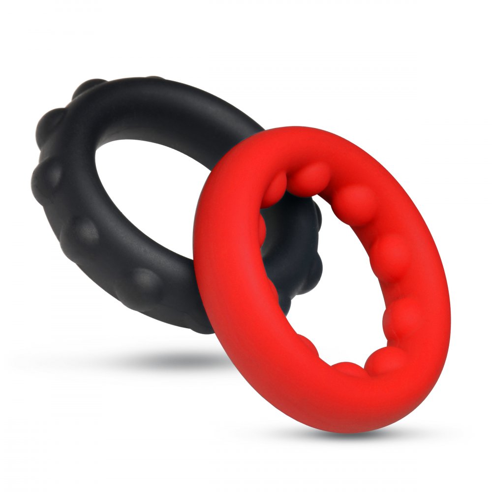 Weighted & Beaded Silicone Cock Ring Set