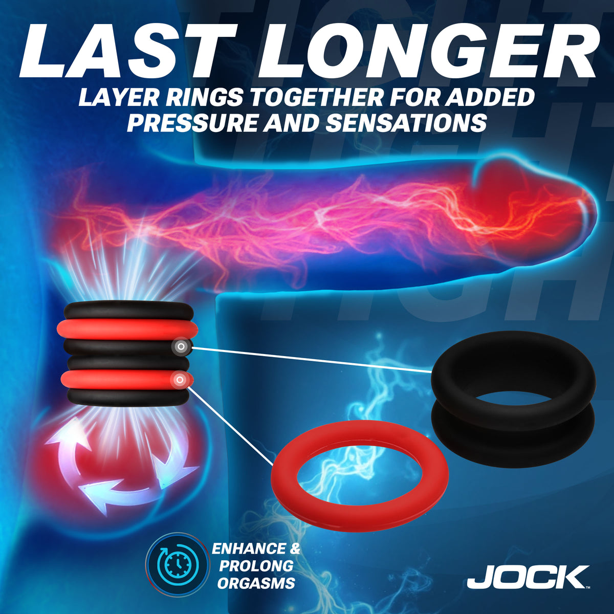 Jock Enhancers 2-in-1 Silicone C-Rings, Set of 3