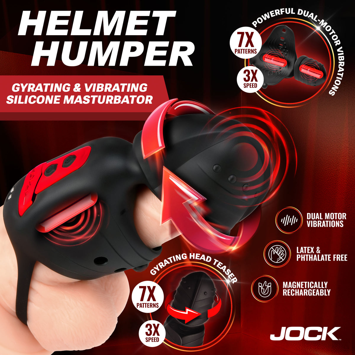 Jock Helmet Humper Gyrating and Vibrating Silicone Masturbator