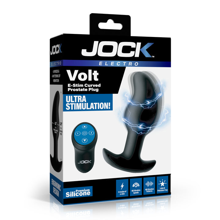 Jock Volt E-Stim Curved Prostate Plug with Remote